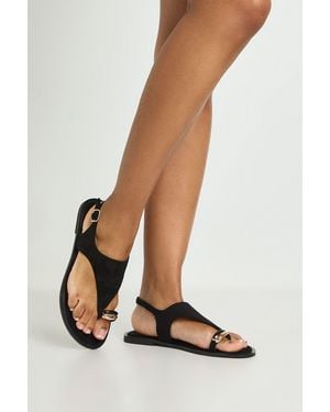 Boohoo Faux Suede Hardware Detail Sandals - White