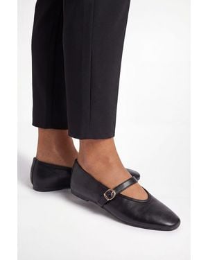 Wallis Darcy Faux Leather Mary Jane Ballet Flats - Black