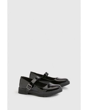 Boohoo Patent Stitch Detail Mary Janes - Black