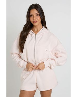 Boohoo Stud Detail Sweat Short - Pink