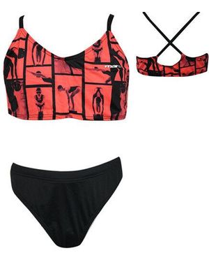 Maru Fluro Peach Bikini Set Textile - Red