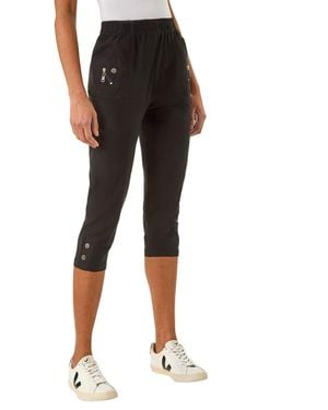 Roman Zip Detail Bengaline Crop Trousers - Black