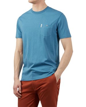 Ben Sherman T Shirt Plain Crew Neck Short Sleeve Casual Summer Cotton Tee - Blue