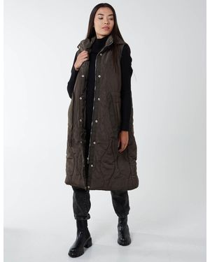 Blue Vanilla Long Quilted Gilet - Black