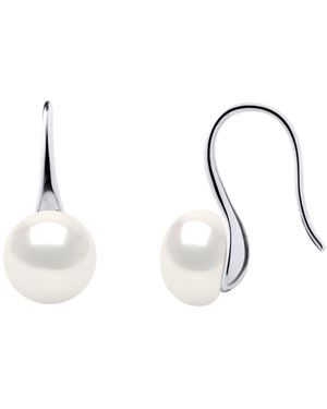 Ateliers Saint Germain Earrings Real Cultured Freshwater Pearls Button 8-9 Mm - White