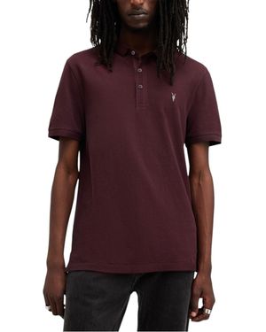 AllSaints Reform Polo Shirt Summer Casual T Shirts - Purple