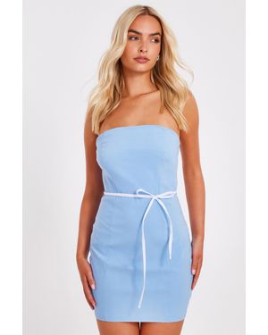 Quiz Bow Detail Mini Dress - Blue