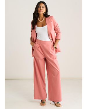 Gini London Linen Mix Wide Leg Trouser - Red