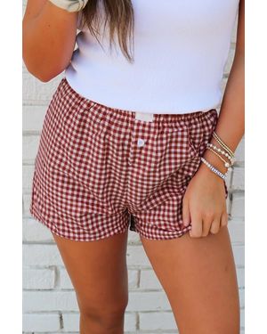Azura Exchange Ruitenpatroon Relaxte Shorts - Rood