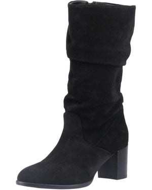 Hush Puppies Cosima Suede Heeled Knee High Boots - Black