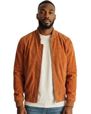 Infinity Leather Goat Suede Ma-1 Bomber Jacket-Antalya - Brown