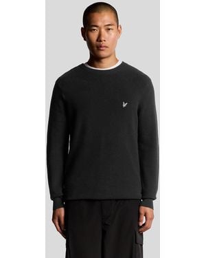 Lyle & Scott Engineered Rib Crew Neck Jumper - Black