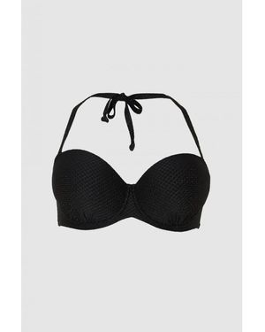 Gorgeous Dd+ Sparkle Padded Strapless Bikini Top - Black