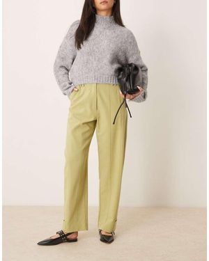 ASOS Trouser With Tab Hem And Pocket Flap Detail - Natural