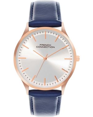 French Connection Accessories Rose Case Round Shape Strap Quartz Watch - Metallic