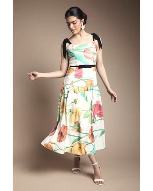 Oasis Bow Detail Drooped Waist Midi Dress - White