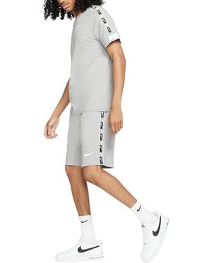 Nike Tracksuit T Shirts Tape Shorts Set Nsw Repeat Fleece Cotton Sportswear - White