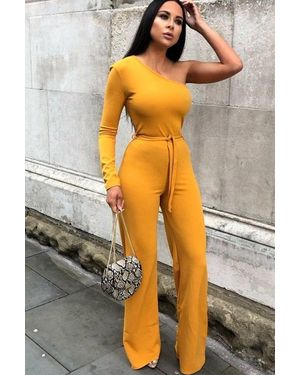 Femme Luxe Belted One Shoulder Jumpsuit - Multicolour