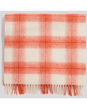 Lyle & Scott Tartan Check Lambswool Blend Scarf - Orange
