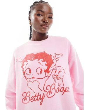 Cotton On Classic Crew Sweatshirt With Betty Boop Graphic - Pink