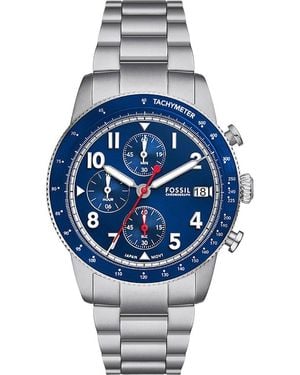 Fossil Sport Tourer Horloge Zilverkleurig Fs6047 - Blauw