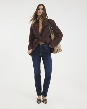 River Island Slim Fit Jeans High Waisted Zip Cotton - Blue