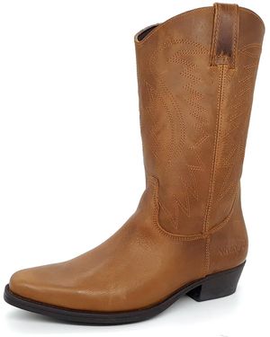 Wrangler Tex Hi Leather Biker Chelsea Cowboy Boots - Brown