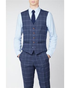 Antique Rogue Hart Tweed With Check Waistcoat - Blue