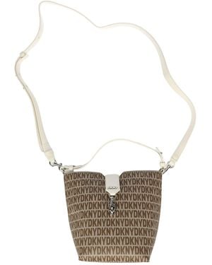 DKNY Accessoires Taira Bucket Bag In Beige - Metallic