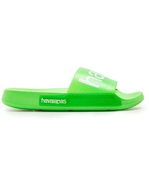 Havaianas Solid Patterned Open Toe Slide Sandals - Green
