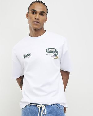 River Island T-Shirt Oversized Fit Alpine Badging Cotton - White