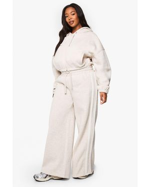 Boohoo Plus Side Stripe Elasticated Waist Joggers - Natural