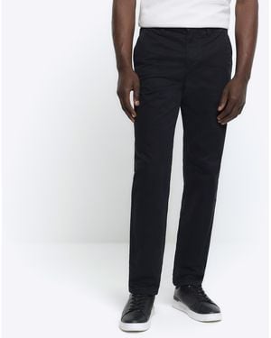River Island Chino Trousers Slim Fit Casual Cotton - Black