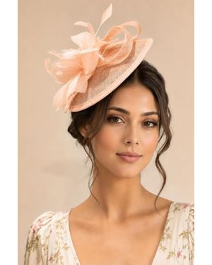 SVNX Feather & Bow Disc Fascinator - Natural