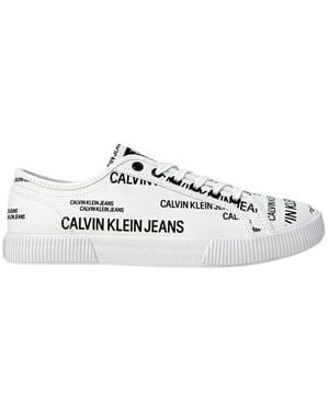 Calvin Klein Printed Trainers With Laces - White