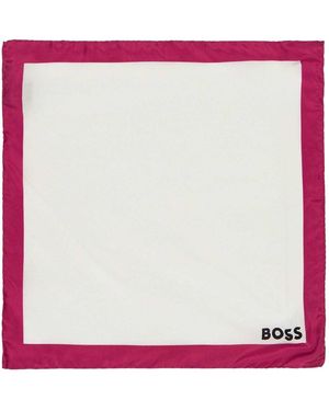 BOSS Bordered Pocket Square - Pink