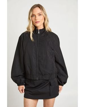 Boohoo Petite Funnel Neck Bomber Jacket - Black