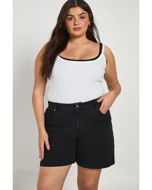 Boohoo Plus Boyfriend Denim Short - Black