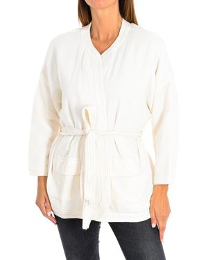 Karl Marc John Long Cardigan And Knotted Belt 8998 - White