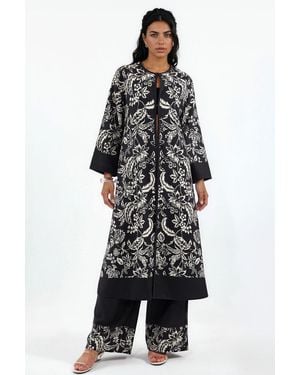 Msn-Collection Floral Tunic And Wide-Leg Trousers Set - Black