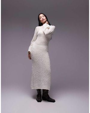 TOPSHOP Knitted Open Boucle Maxi Dress - Purple