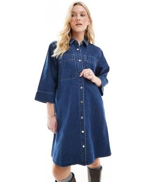 Vero Moda Boxy Denim Mini Dress - Blue