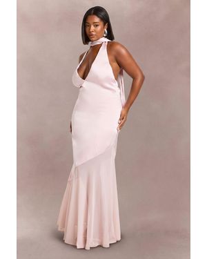 Boohoo Plus Satin Scarf Detail Chiffon Skirt Maxi Dress - Pink