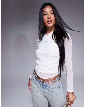 ASOS Mesh Wrap Long Sleeve Top - Grey
