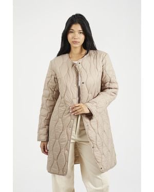 Brave Soul Longline Quilted Jacket - Natural