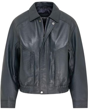 Infinity Leather Biker Bomber Oversized Jacket - Grey