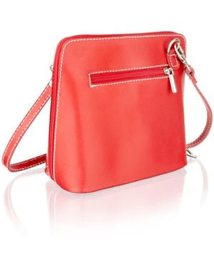 Woodland Leathers Leather 6.0" Small Shoulder Bag, Open Central Zip, Removeable Adjustable Strap - Red