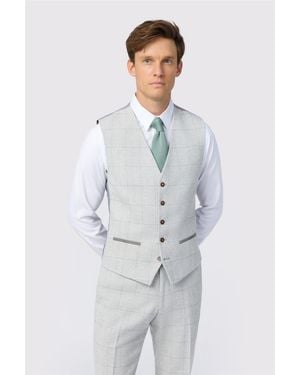 Antique Rogue Single Breasted Five Button V-Neck Slim Fit Suit Waistcoat - Grey