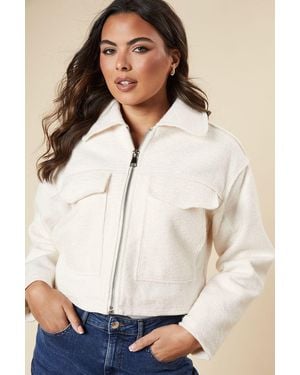 Dorothy Perkins Zip Front Pocket Detail Jacket - Natural
