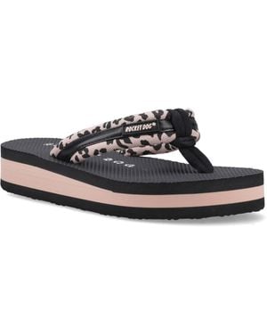 Rocket Dog Monica Leon Leopard Textile Light Flip Flops - Blue